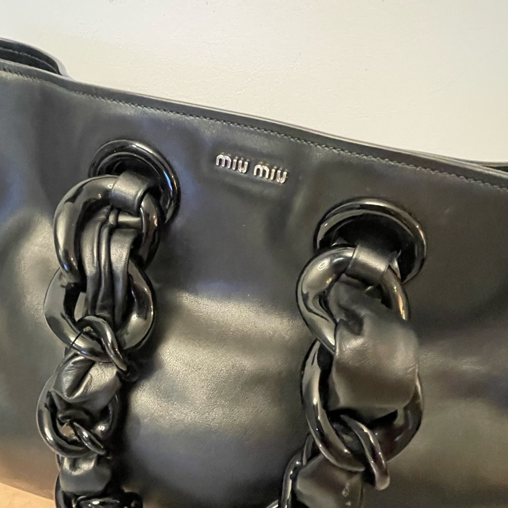 Miu Miu Black Braided Handle Tote - Picture 5 of 9
